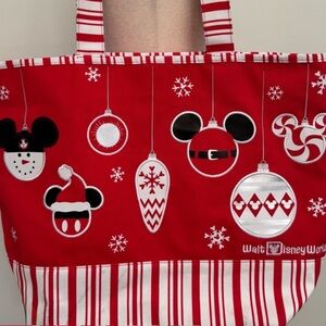 Disney Christmas Canvas Red Tote large with Silver Accents